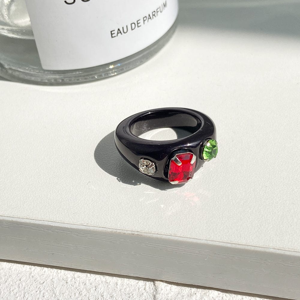 5302903 17KM Geometric Square Acrylic Resin Rings Set Girls Irregular Marble Pattern Colorful Transparent Rings for Men and Women