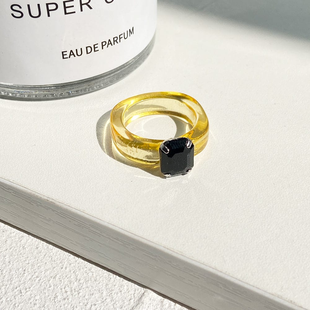 5303102 17KM Geometric Square Acrylic Resin Rings Set Girls Irregular Marble Pattern Colorful Transparent Rings for Men and Women