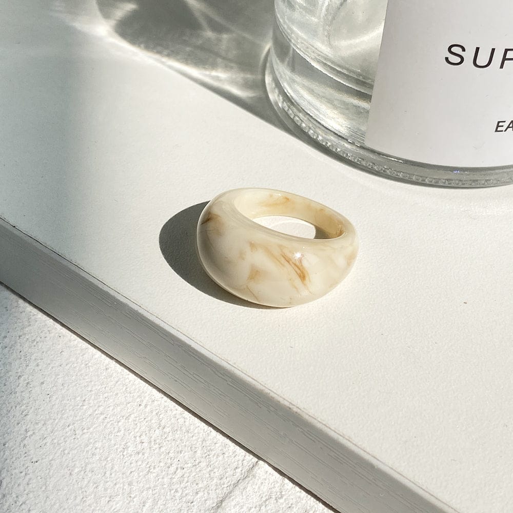 5303202 17KM Geometric Square Acrylic Resin Rings Set Girls Irregular Marble Pattern Colorful Transparent Rings for Men and Women