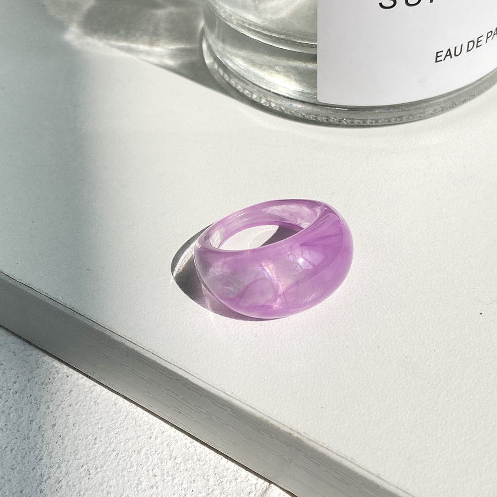 5303203 17KM Geometric Square Acrylic Resin Rings Set Girls Irregular Marble Pattern Colorful Transparent Rings for Men and Women