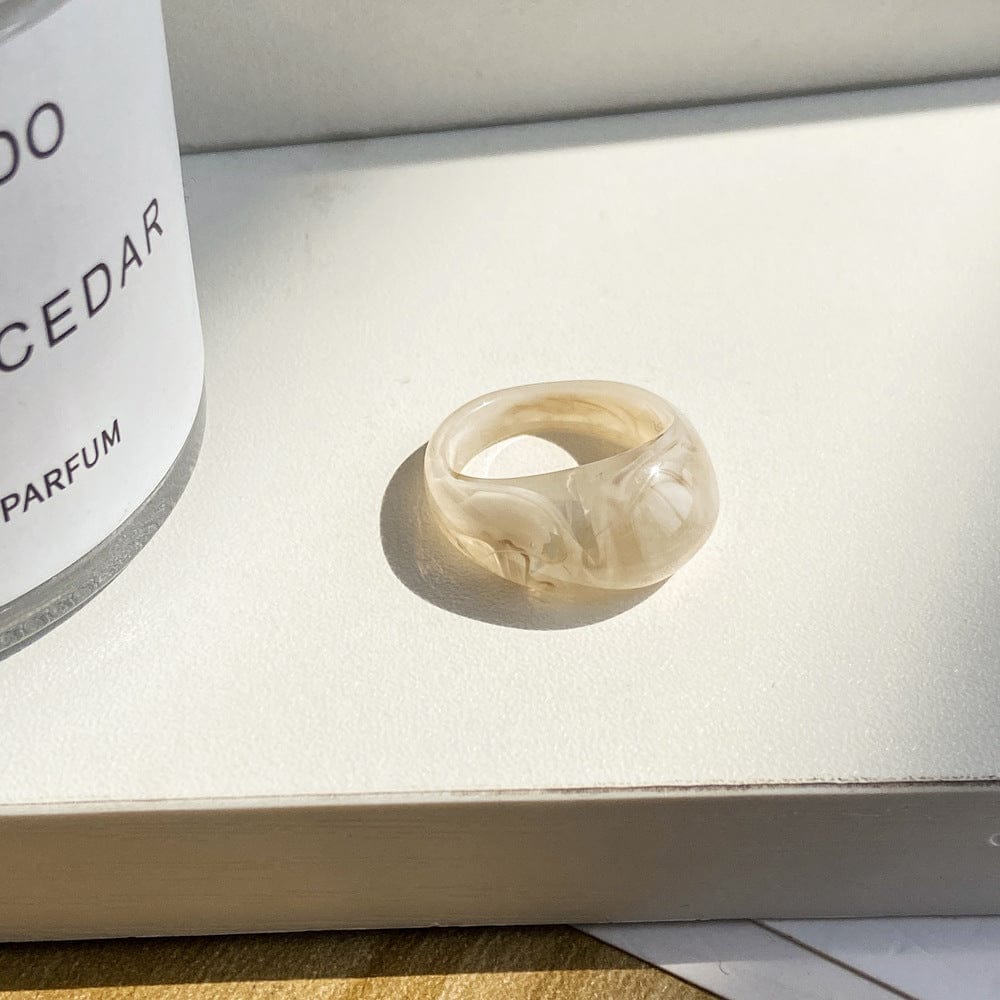 5313404 17KM Geometric Square Acrylic Resin Rings Set Girls Irregular Marble Pattern Colorful Transparent Rings for Men and Women
