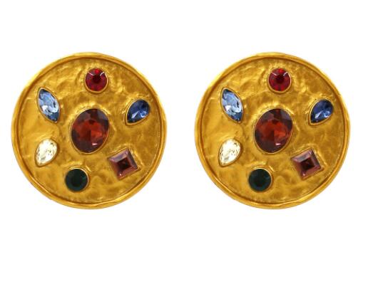 57-earrings Kaimei 2023  new Fashion Vintage Big Stud Earrings For Women Trend Luxury Charm C-Shape Full Crystal Statement Fan Earring