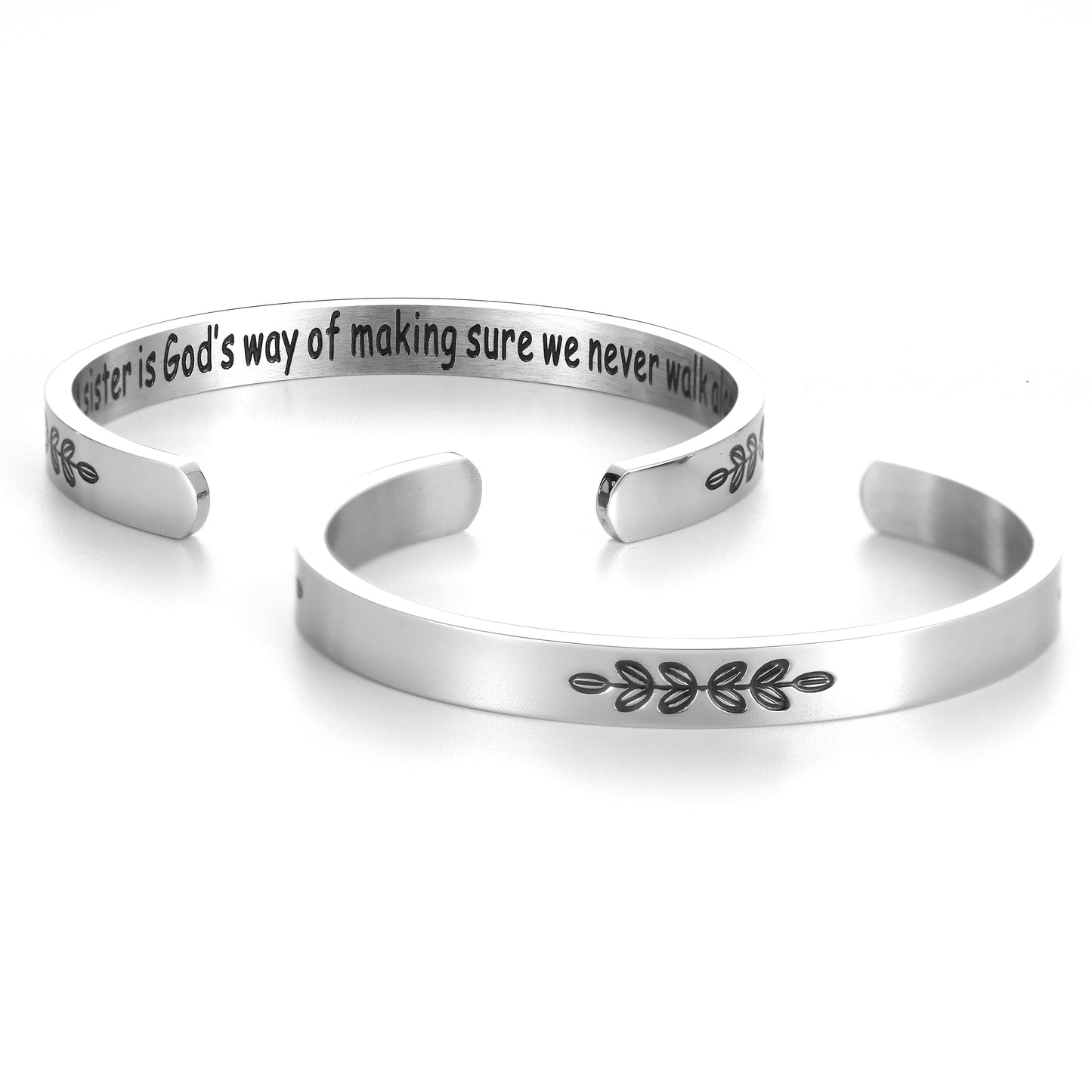 5mm / A sister is God's way Inspirational Bracelets for Women Girls Motivational Birthday Gift Cuff Bangle Friendship Personalized Mantra Jewelry