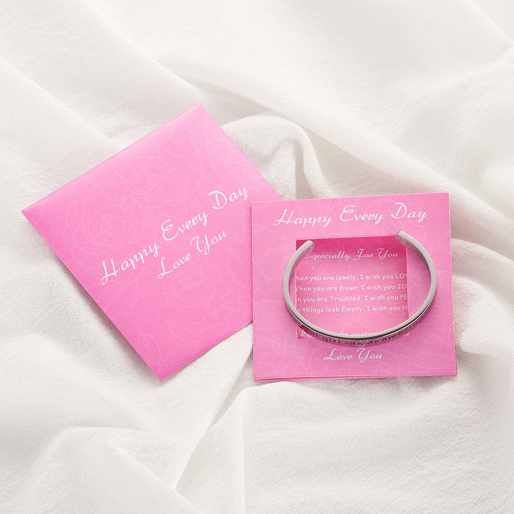 5mm / paper card Inspirational Bracelets for Women Girls Motivational Birthday Gift Cuff Bangle Friendship Personalized Mantra Jewelry