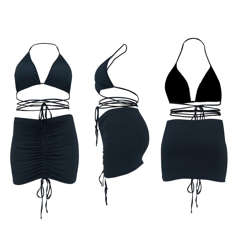 5XL plus size beach wear women's bodycon sexy 2 piece halter bra and mini skirt set party dress clothing sexy club wear outfit