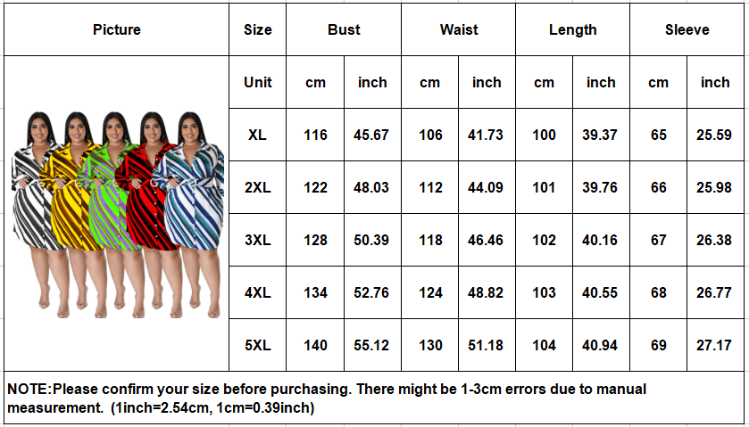 5XL plus size ladies shirts candy color stripe print casual dresses daily outdoor office holiday woman clothing