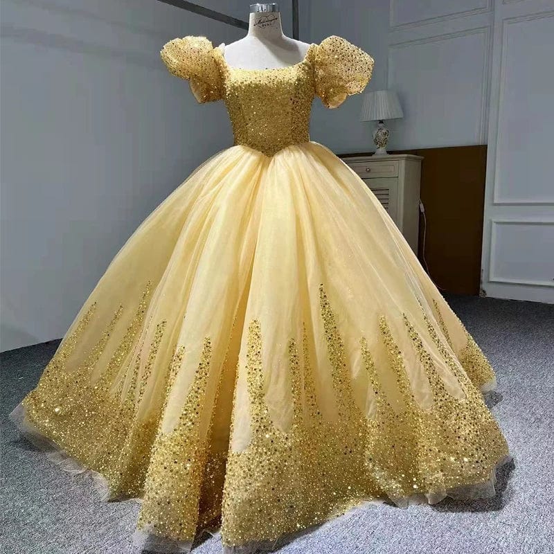 6 / 5 Princess Puff Sleeve Sequins Party Ball Gown Evening Dresses Jancember 5594-1