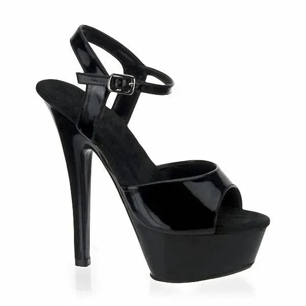 6 / Black Fashionable and sexy individual character lady is tall waterproof platform is open toe ankle belt shoe high-heeled shoes