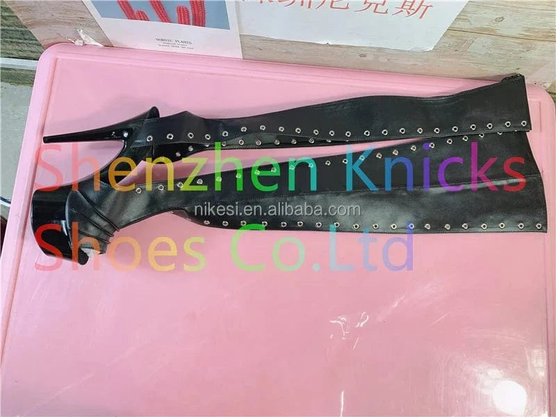 6 inch over-the-knee boots club Cosplay Rod dancing shoes boots side lace-up after zip knee-high boots