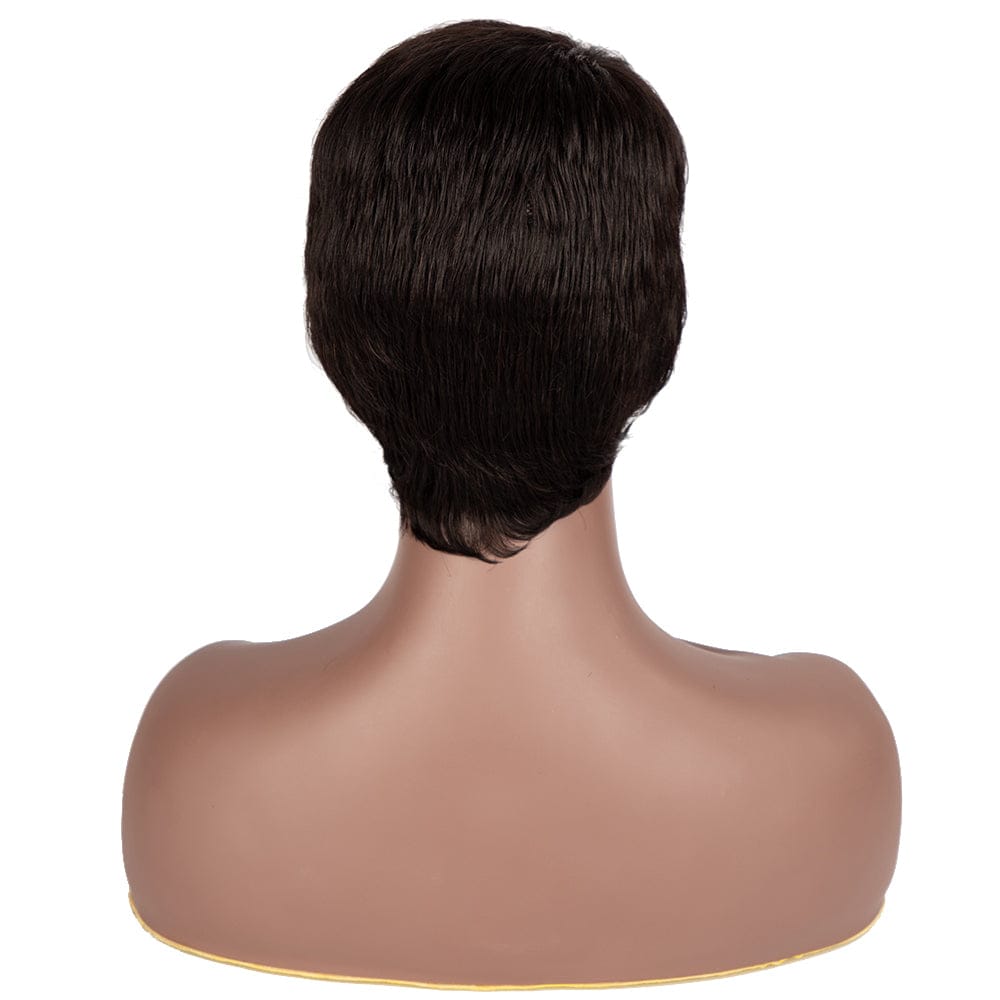 6 Inches / 1B sleek quality wholesale cheap Hot Sell for women Brazilian Hair straight short pixie cut wig made machine wig Human Hair wigs