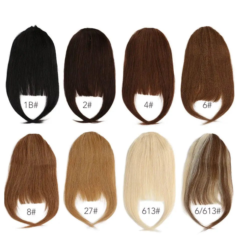 6 Inches / 8# Stock Blonde Brown Black Blunt Bangs Clip 100 Human Hair