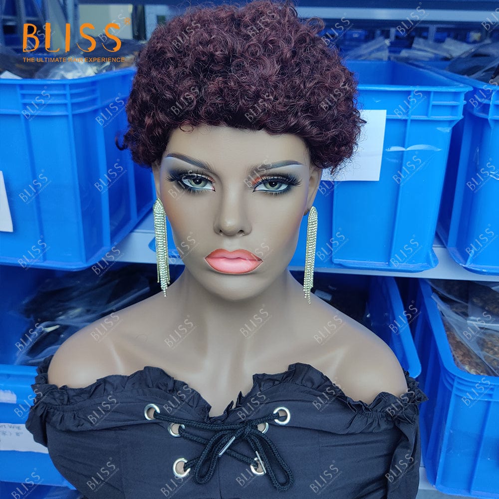 6 Inches / 99J Bliss Cheap Short Pixie Wigs Short Pixie Cut Human Hair Wigs Brazilian Short Wigs