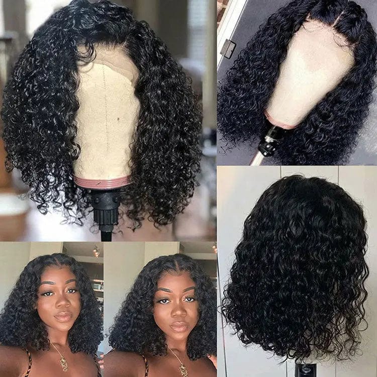 6 Inches / Natural color Perruque Pixie Cut Wig Human Hair Curly Bob