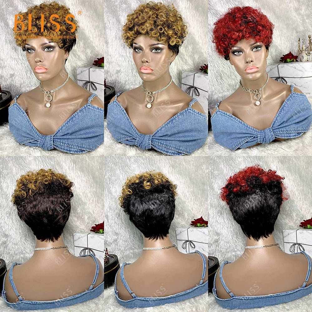 6 Inches / new 4(contact for price) Bliss Cheap Short Pixie Wigs Short Pixie Cut Human Hair Wigs Brazilian Short Wigs