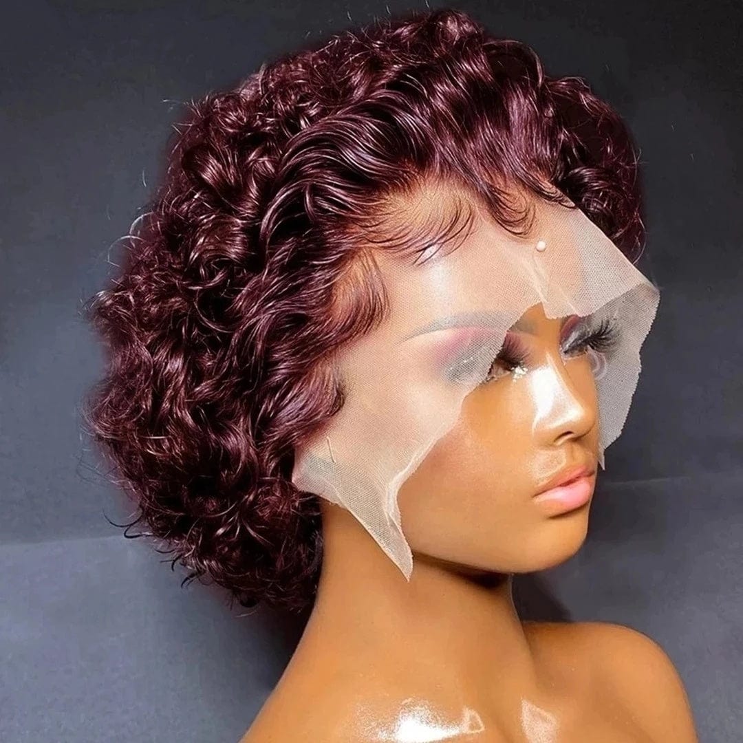 6 Inches / ombre blonde color Short Human Hair Pixie Cut Lace Wigs Human Hair Cheap Short Straight Wigs For Black Women Red Blonde color