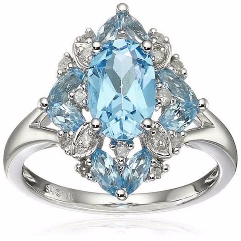 6 / Light blue 925 Sterling Silver Plate Diamond Sapphire Rings for Women Light Blue Deep Red Gem Ruby Jewelry amethyst bague etoile bizuterias