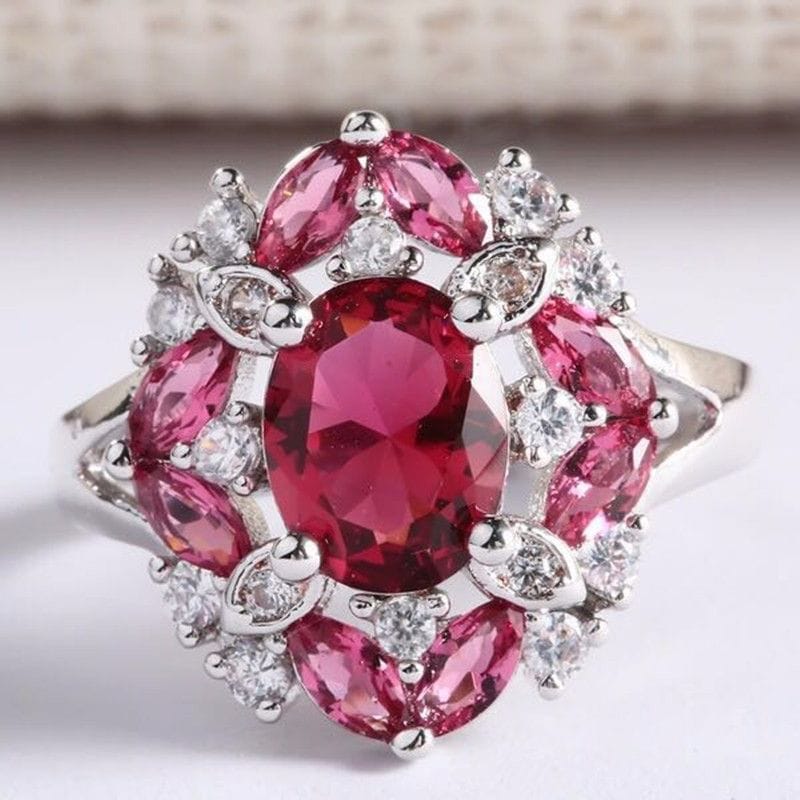 6 / Red 925 Sterling Silver Plate Diamond Sapphire Rings for Women Light Blue Deep Red Gem Ruby Jewelry amethyst bague etoile bizuterias