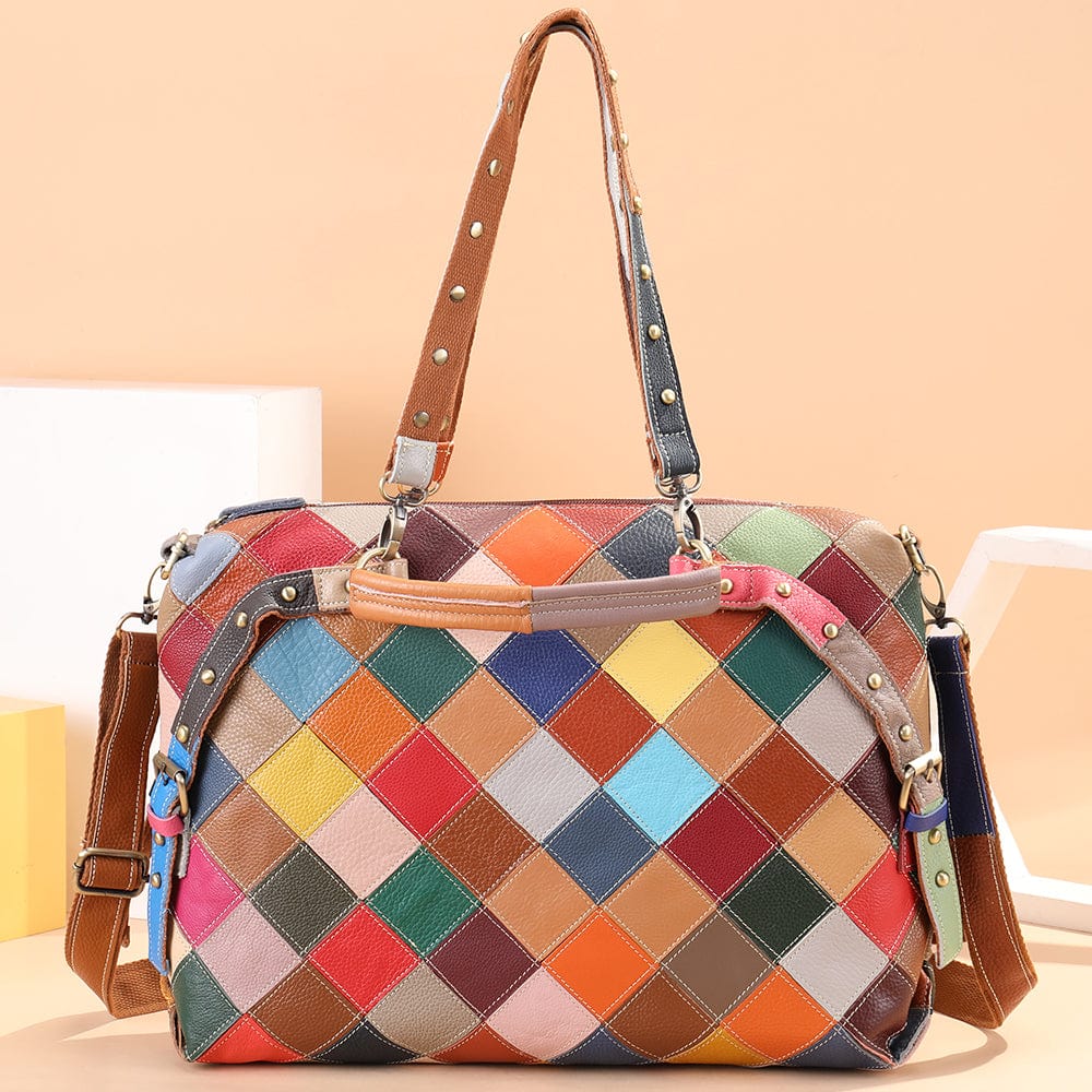 600-colorful Westal Women Multicolor Genuine Leather Tote Bag Leather Purses and Handbags Crossbody Bag Women Shoulder Bag Luxury Handbag