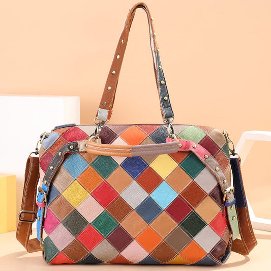 600-colorful Westal Women Multicolor Genuine Leather Tote Bag Leather Purses and Handbags Crossbody Bag Women Shoulder Bag Luxury Handbag
