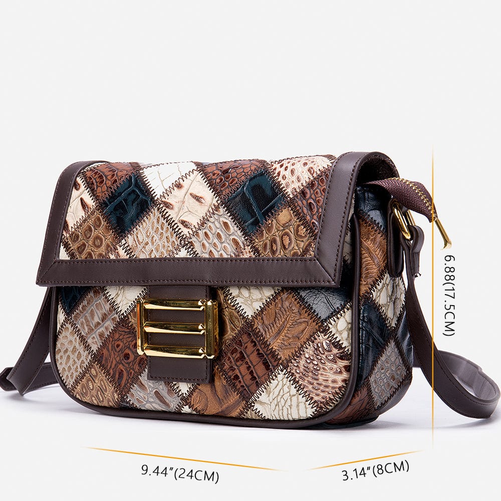6006-colorful NIUCUNZH 6006 Vintage Satchel Handbags for Women Genuine Leather Crossbody Messenger Shoulder Bags for Women Saddle Bag Purse