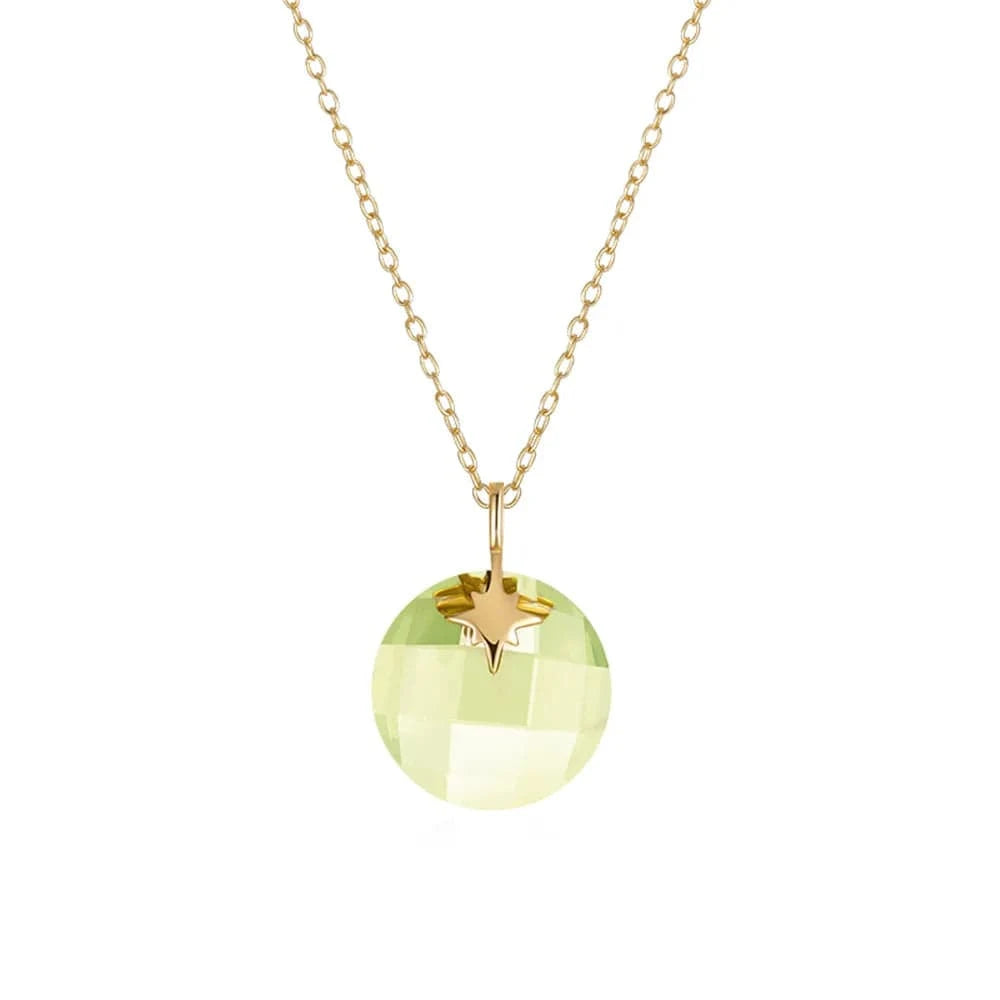 60305391611C golden 925 sterling silver fashion jewelry necklaces sparkling colored round zircon pendant gold plated necklace jewelry