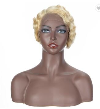 613 Hot Selling Short Brazilian Hair Finger Wave Curly Lace Wig Pixie Cut Human Hair Wigs U Part Lace Front Wig For Black Women