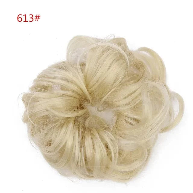 613# SARLA Wholesale Fabric Wrap Curly Wigs Scrunchie Elastic Rubber Band SyntheticEasy Messy Hair Bun Extensions chignon Hair Women