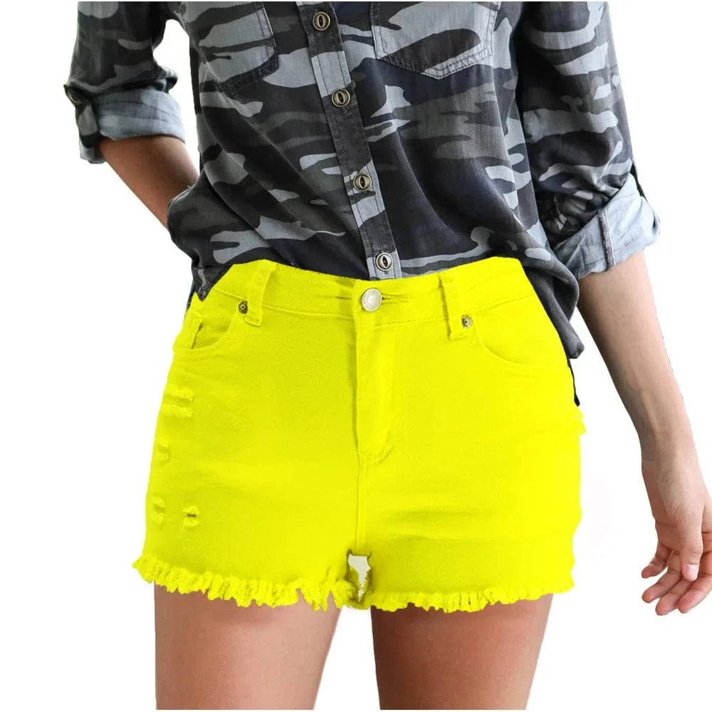 669 Vintage Distressed Ripped Denim Shorts with Frayed Fringe Hem