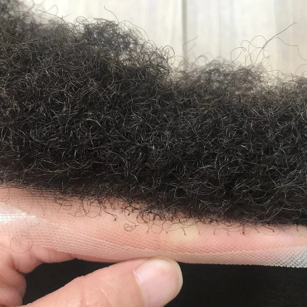 6inches / natual color / 8X10 Afro Toupee for Black Men Human Hair Swiss Lace Man Weave Balding Mens Custom Hair Unit 8x10inch Male Hair 1/1b