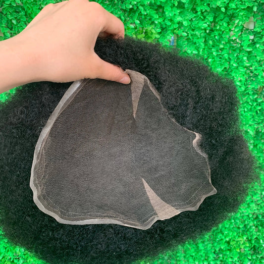 6inches / natual color / 8X10 Afro Toupee for Black Men Human Hair Swiss Lace Man Weave Balding Mens Custom Hair Unit 8x10inch Male Hair 1/1b