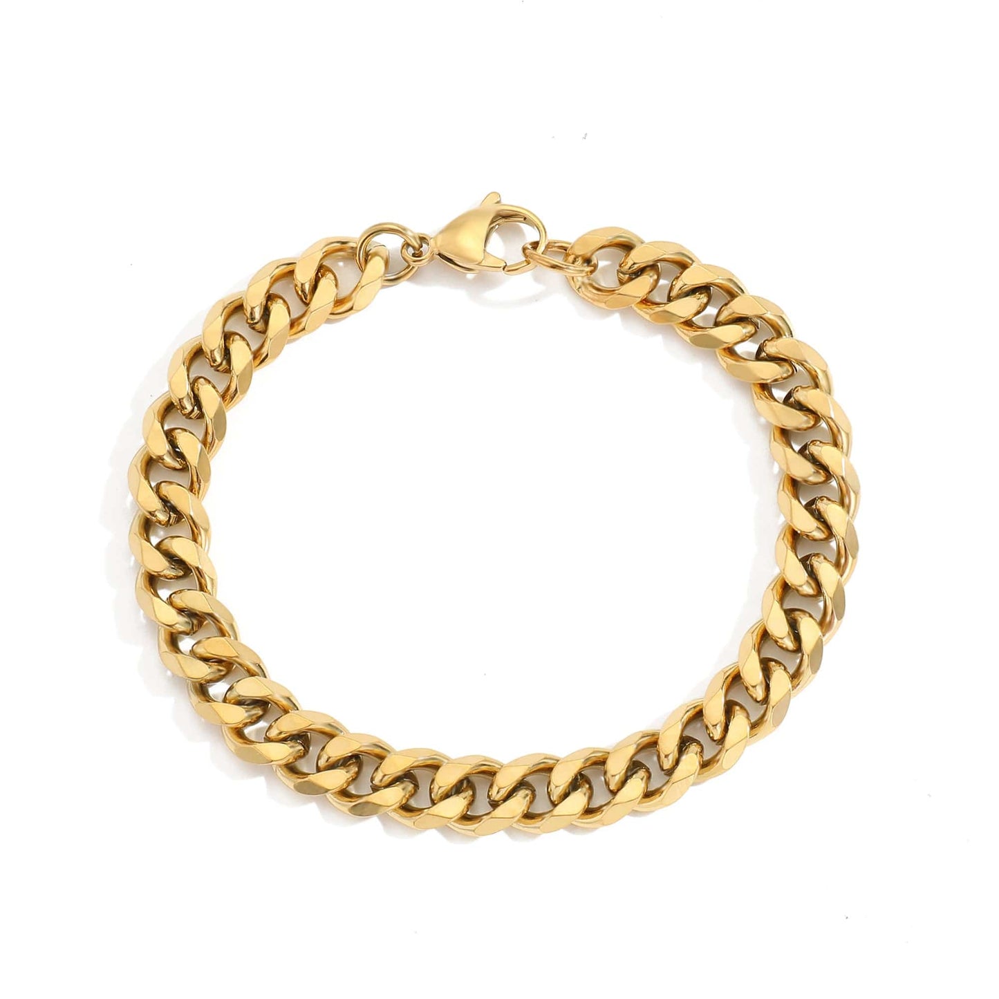 6MM--- Length 18CM / 14k Gold eManco new arrival 4mm 6mm 8mm  stainless titanium steel miami cuba bracelet gold cuban bracelet  link chain men women