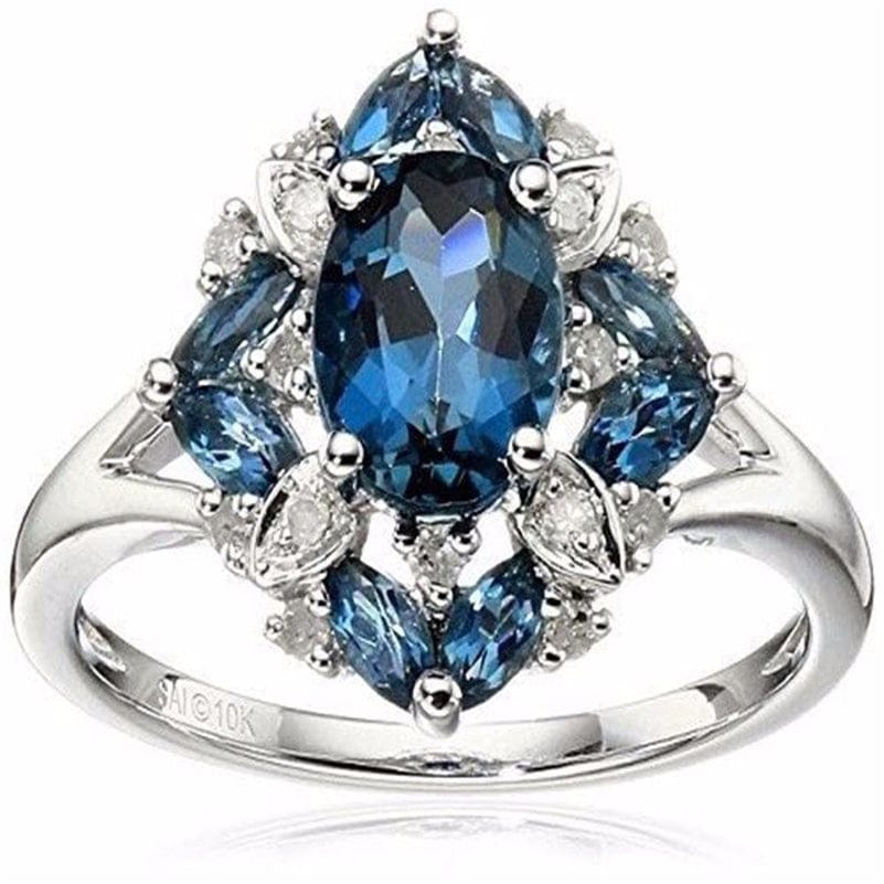 7 / Blue 925 Sterling Silver Plate Diamond Sapphire Rings for Women Light Blue Deep Red Gem Ruby Jewelry amethyst bague etoile bizuterias
