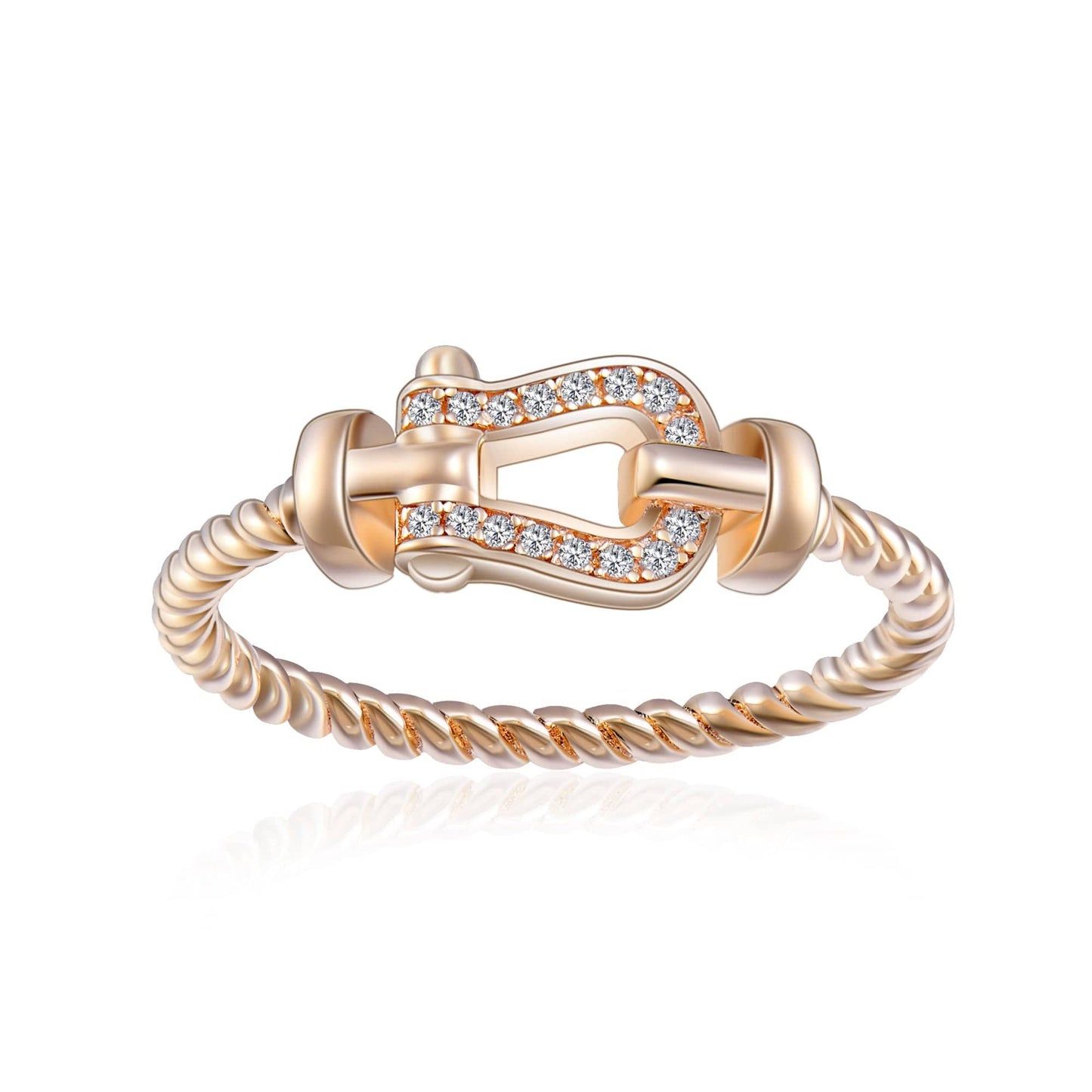 7 / Rose Gold Rochime fashion vachette clasp diamond rings s925 silver  hot sale style  jewelry for women