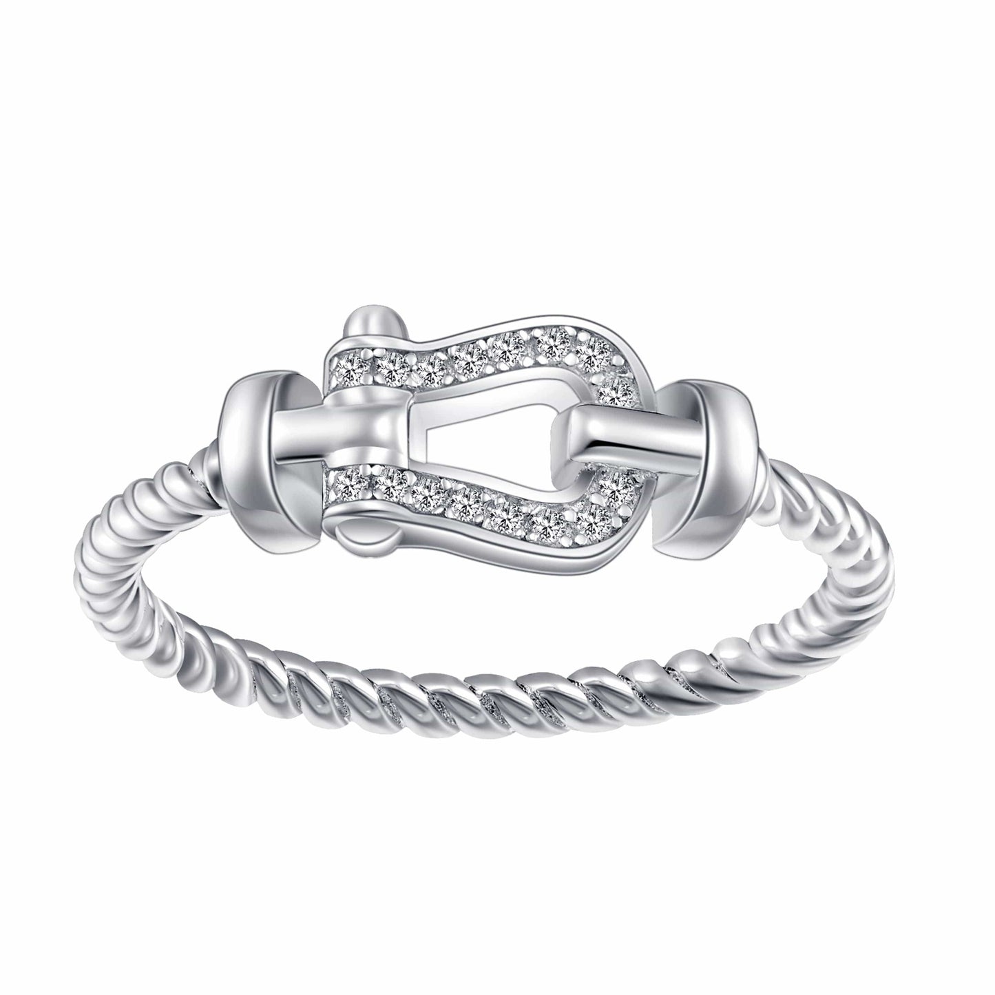 7 / White Gold Rochime fashion vachette clasp diamond rings s925 silver  hot sale style  jewelry for women