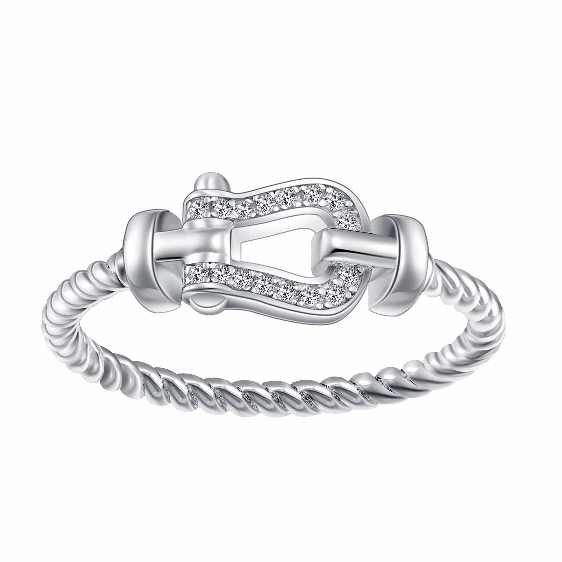 7 / White Gold Rochime fashion vachette clasp diamond rings s925 silver  hot sale style  jewelry for women