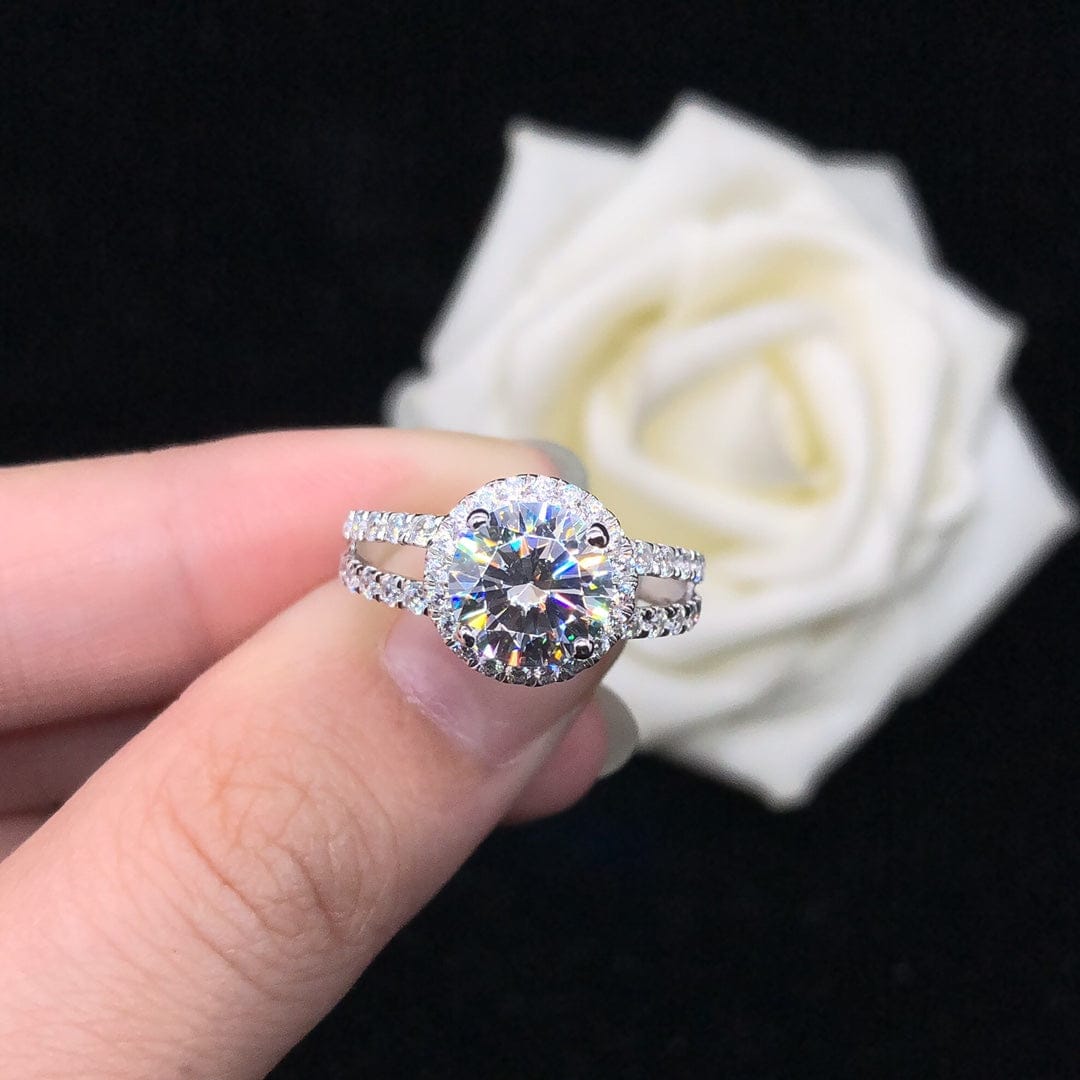 7 / Yellow Gold Full Moissanite Style Customized 2ct - 8.2mm Moissanite Diamond Engagement Rings 14K Solid White Gold Engagement Wedding Ring With GRA Certificat
