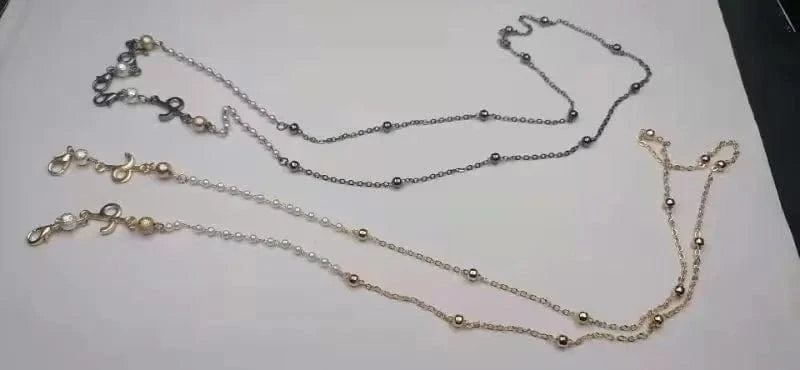 70cm / Gold Chic Europe Trendy Gold Necklace Metal Beads Hanging Chain for Sunglasses and mouth-muffle Decoration Chain with Logo Custom