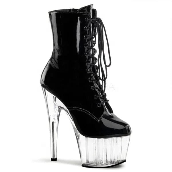 7inch-17cm  Black sexy nightclub pole dance performance low ankle boots high heel with crystal low