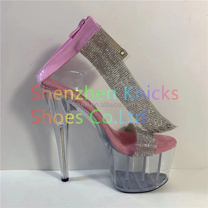7inch-17CM crystal shoe foot ultra-high heel diamond upper steel pipe dance Rhinestone shoes