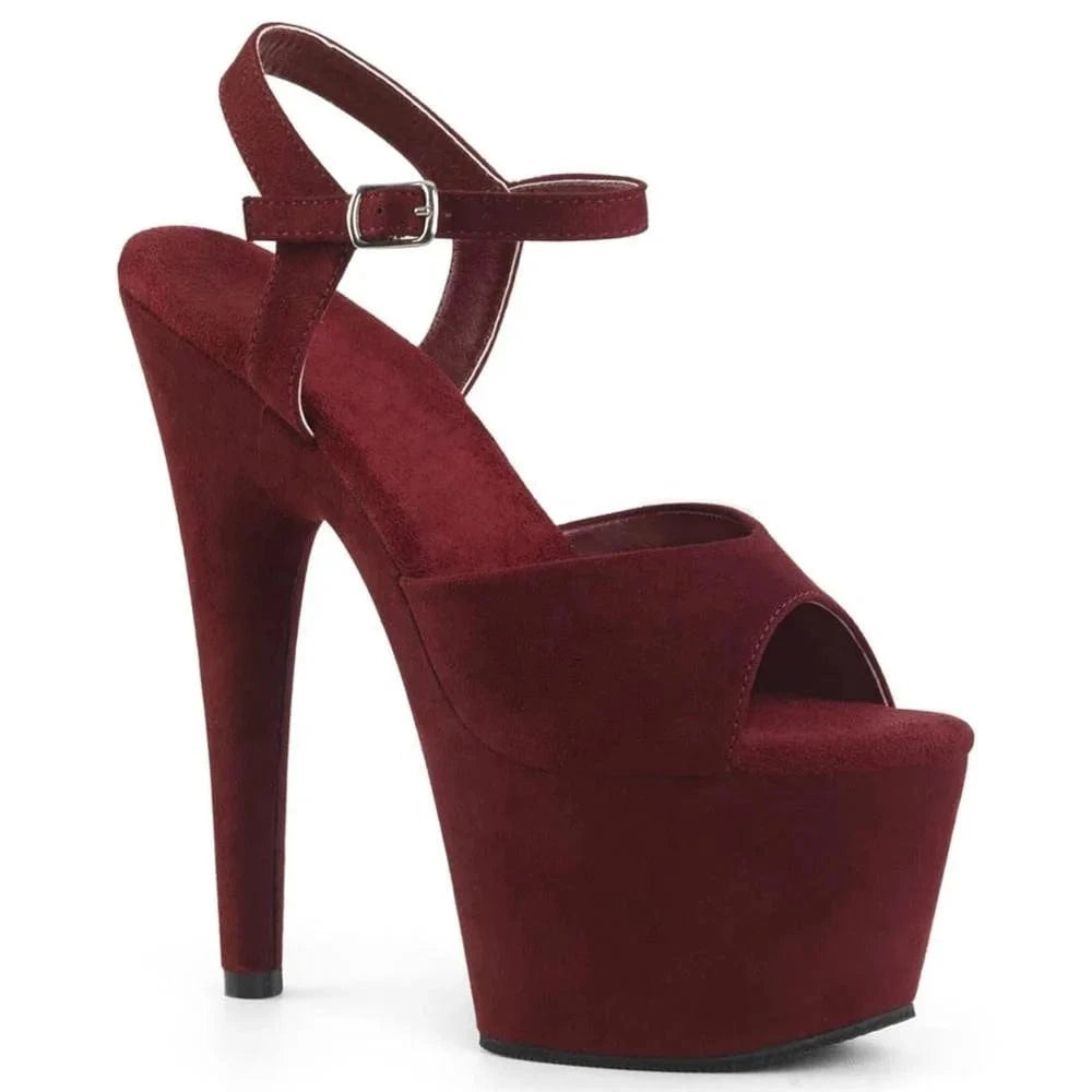 7inch-17cm sky-high sexy peep-toe high heel sandals suede pole-dancing heels