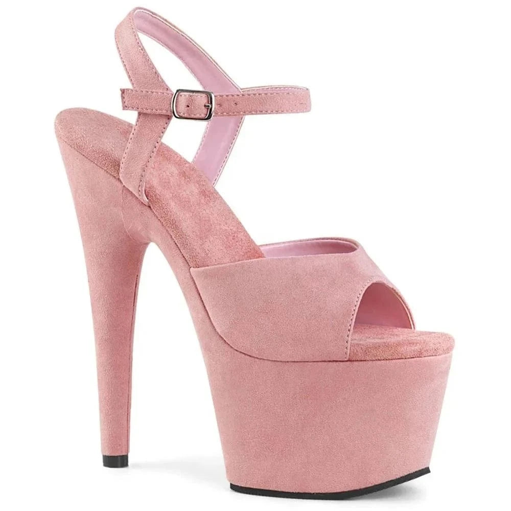 7inch-17cm sky-high sexy peep-toe high heel sandals suede pole-dancing heels