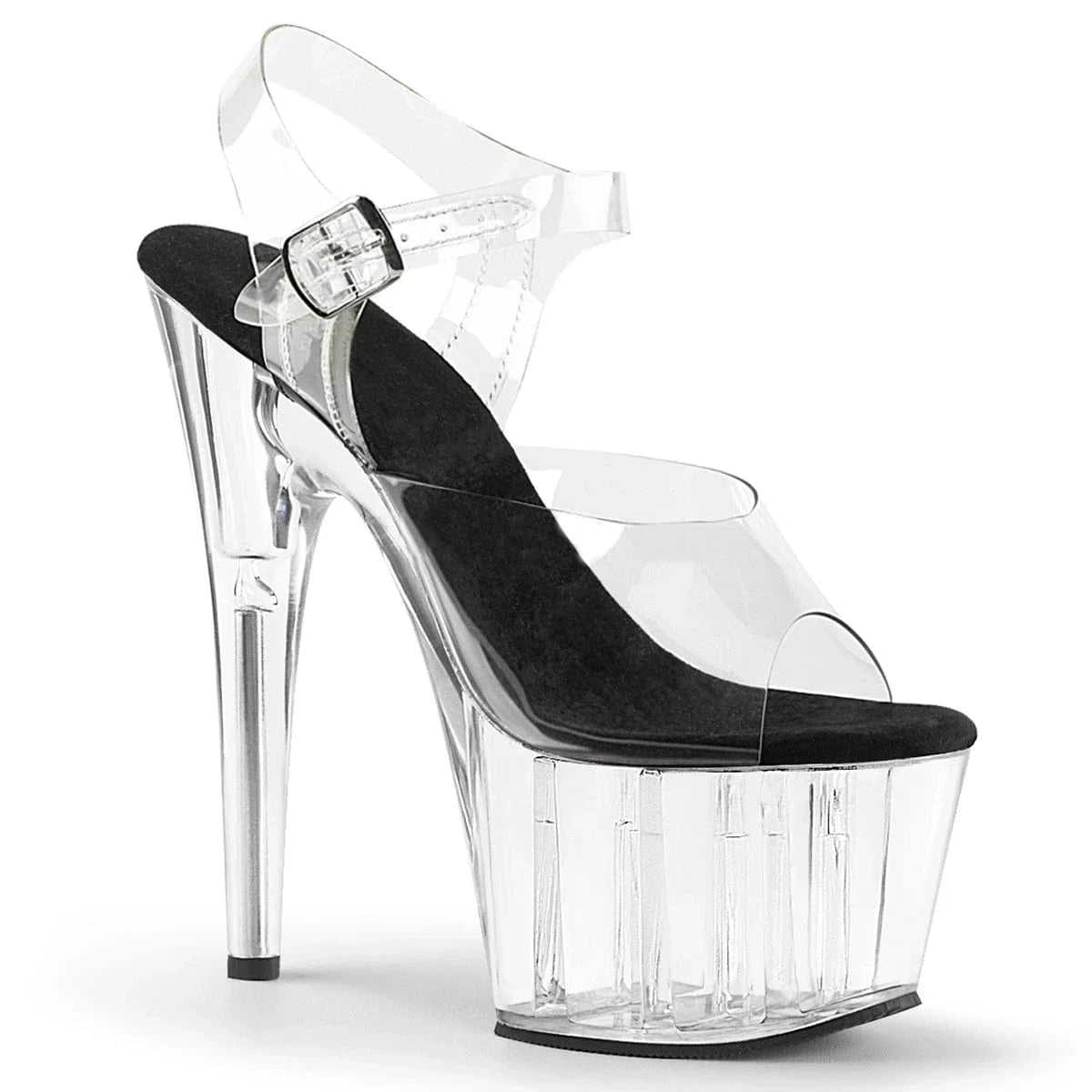 7inch-17cm ultra high heel crystal transparent sole transparent upper sexy pole dance studio training shoes wear resistant