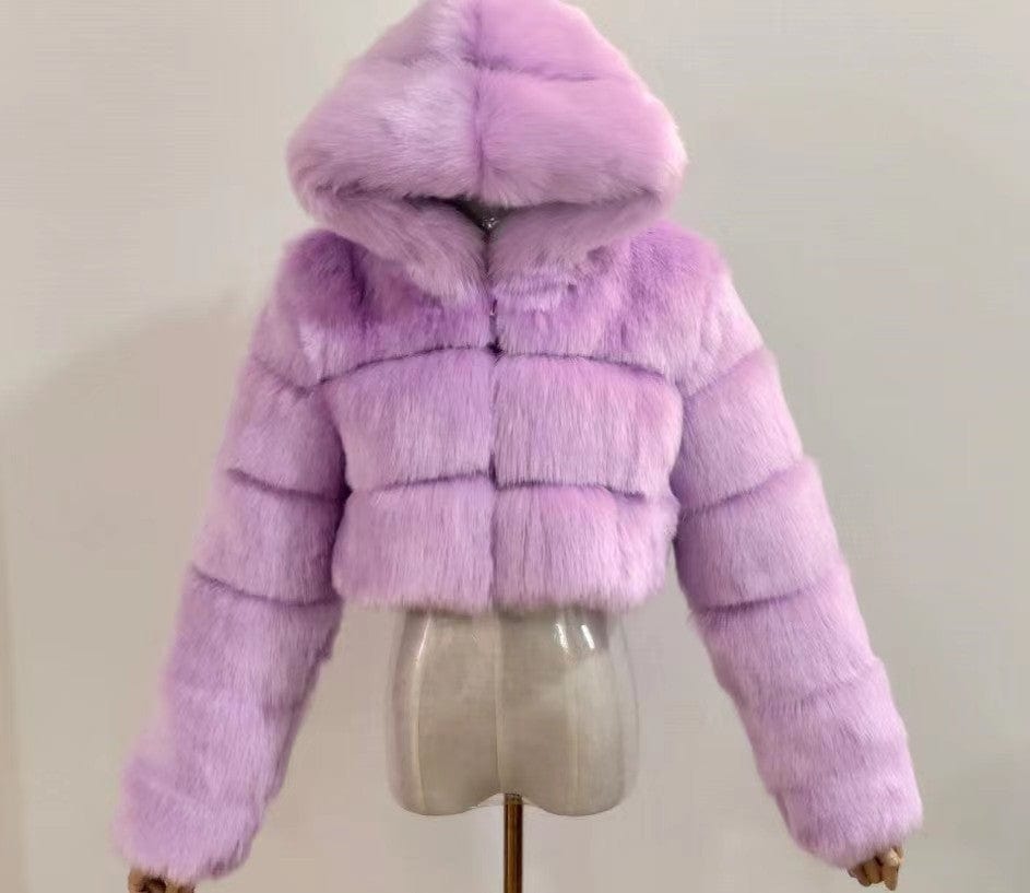 7xl / color4 Cropped  Winter Coat Jacket Women Faux Fox Fur Coat with Hood Fashion Short Style Fake Fur Coat for Lady