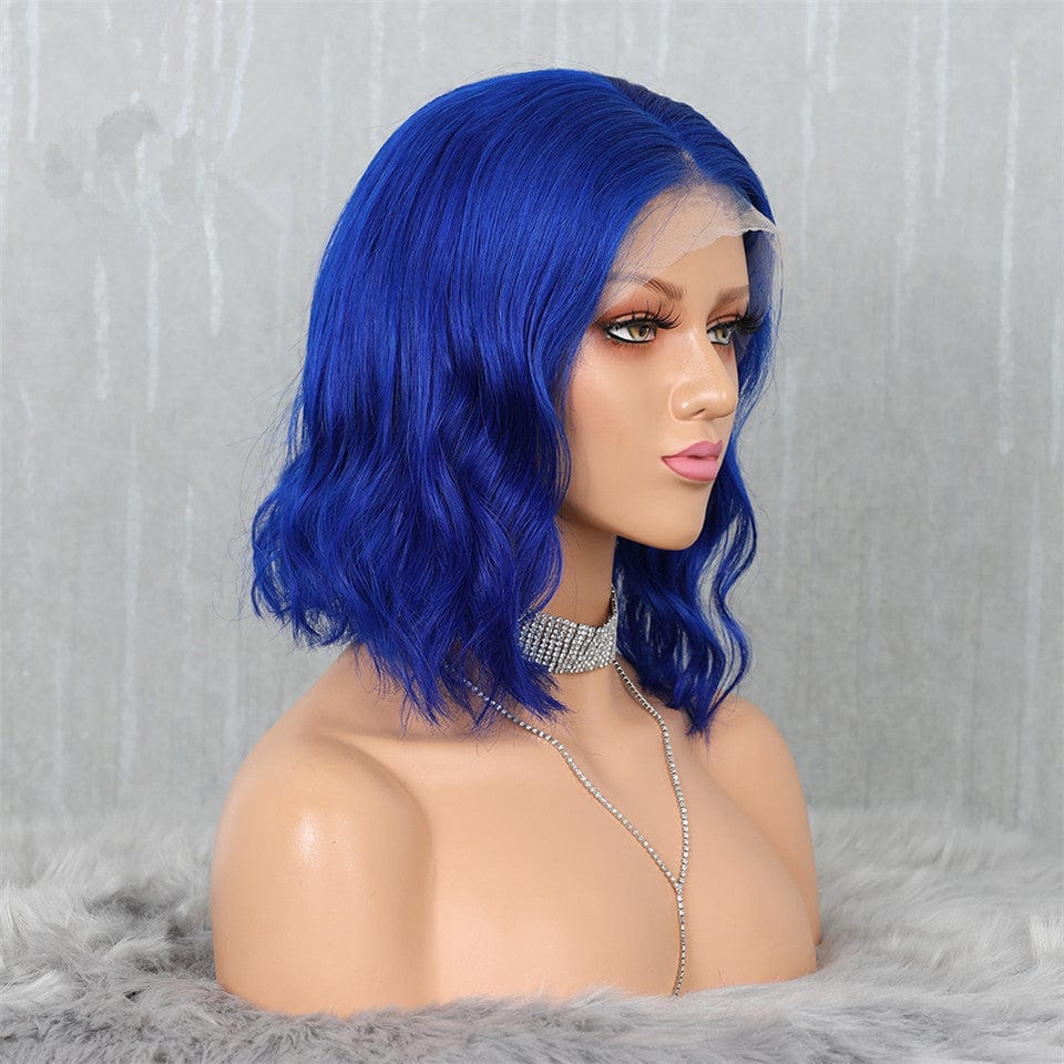 8 10 12 inch Short  bob Wig Invisible Short Pixie Cut Bob Wig Natural Wave Lace Front Human Hair Wigs pink yellow blue colored lace wig