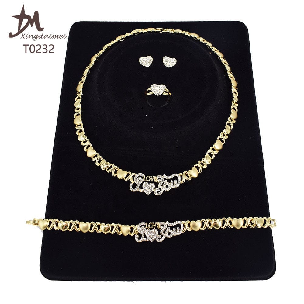 8 / 18k gold T0232 New design Hot Sale 18K gold X Heart I love you jewelry set