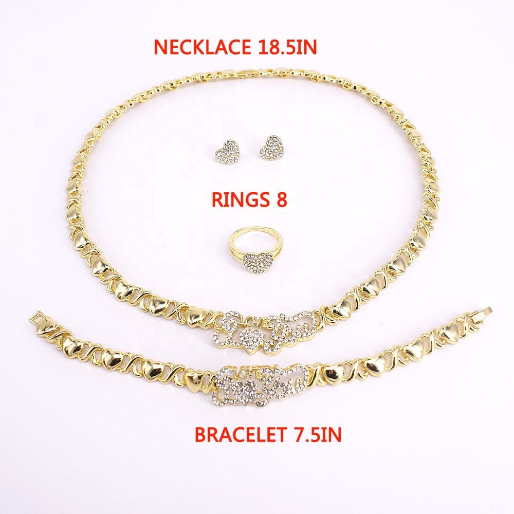 8 / 18k gold T0232 New design Hot Sale 18K gold X Heart I love you jewelry set