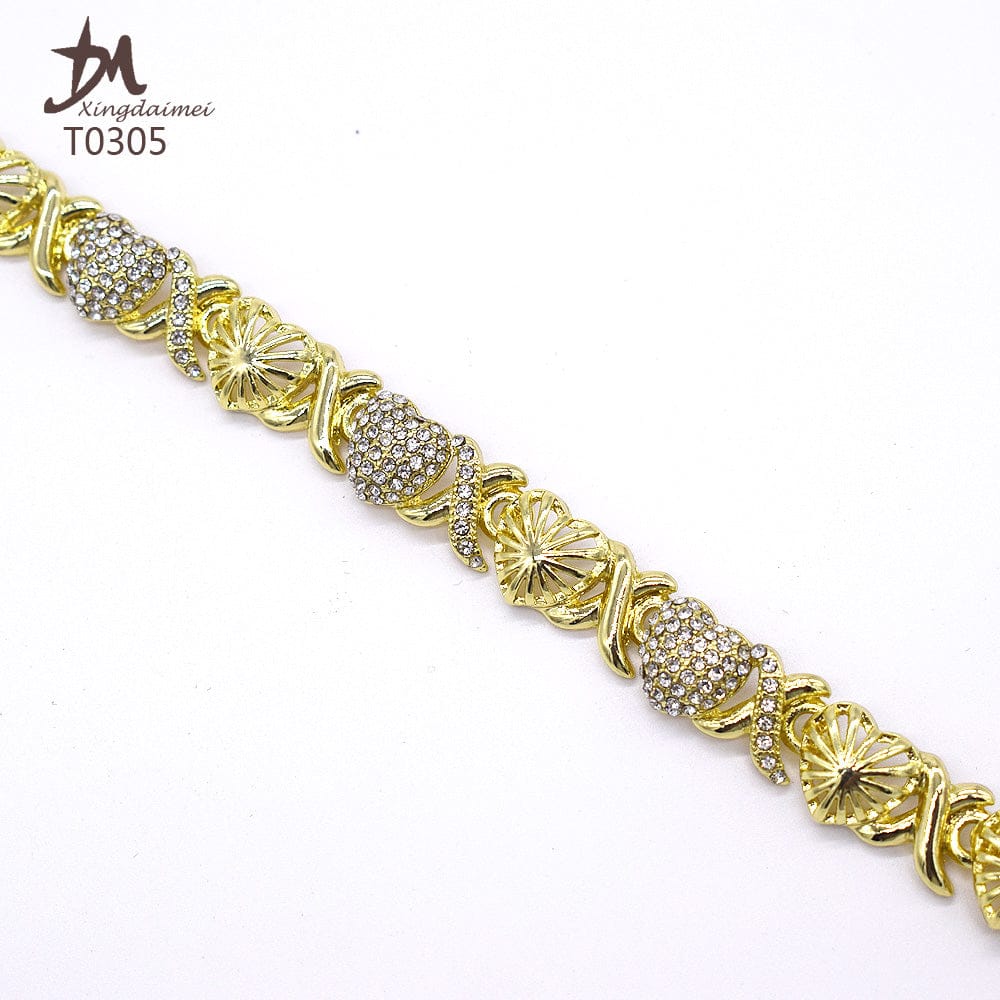 8 / 18k T0305 High quality gold Plating jewelry women jewelry set 18k gold plating Diamond XOXO jewelry set
