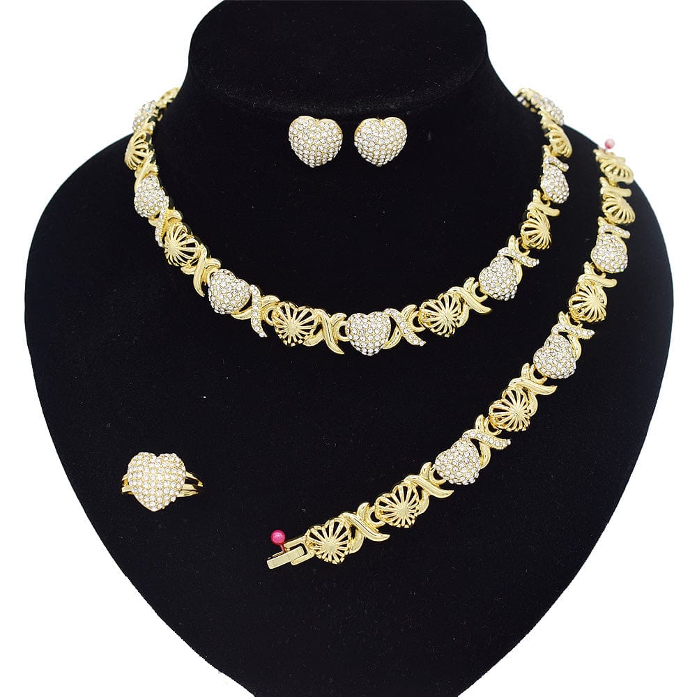 8 / 18k T0305 High quality gold Plating jewelry women jewelry set 18k gold plating Diamond XOXO jewelry set