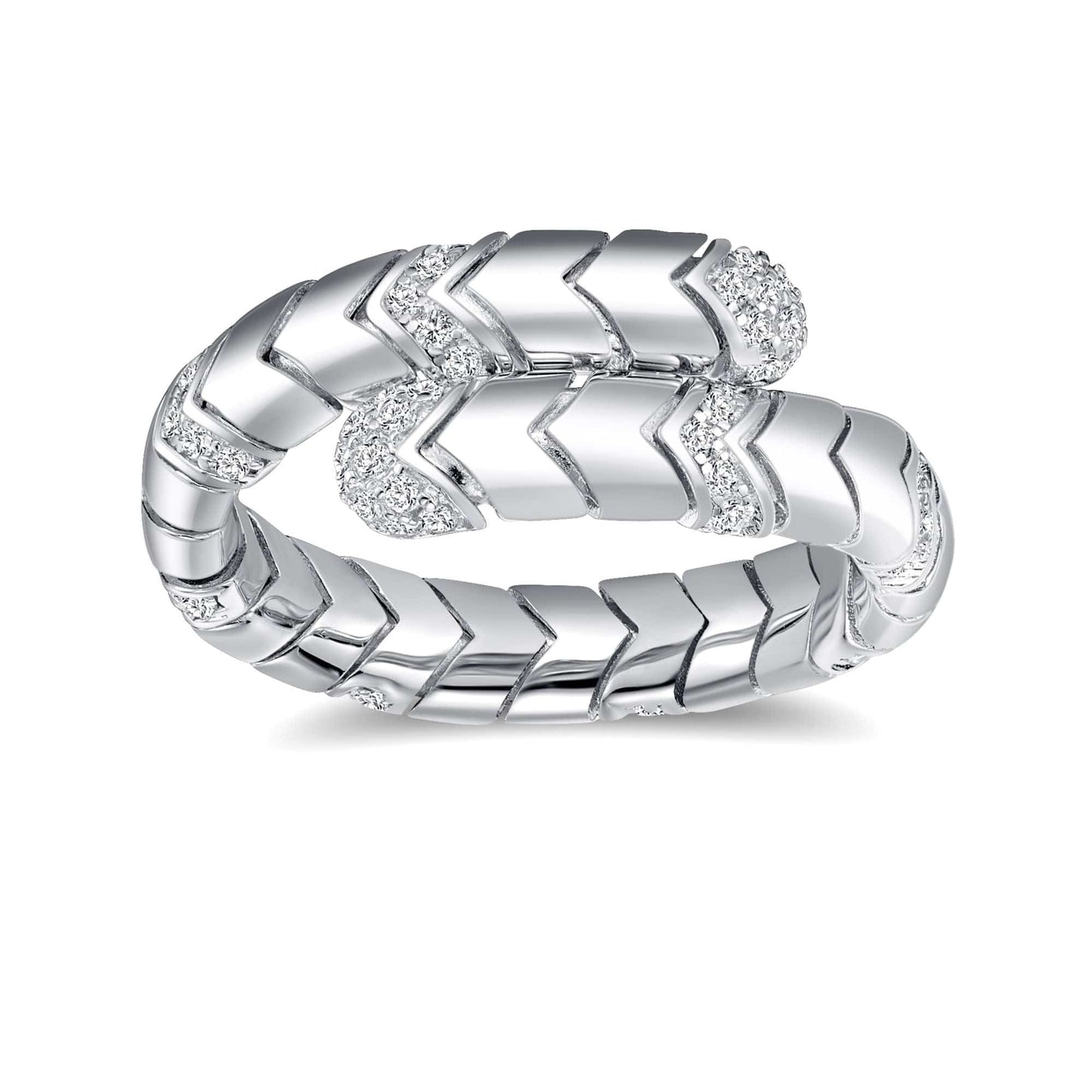 8.5 / White Gold Rochime  vintage spring snake yellow gold plated snake open ring luxury fine jewelry for female
