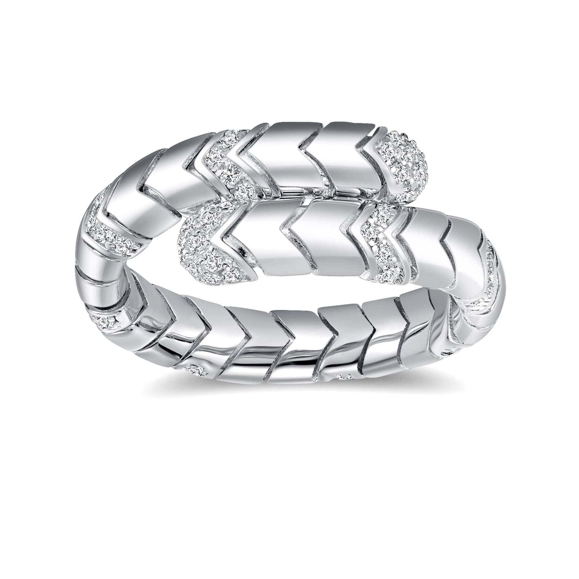 8.5 / White Gold Rochime  vintage spring snake yellow gold plated snake open ring luxury fine jewelry for female